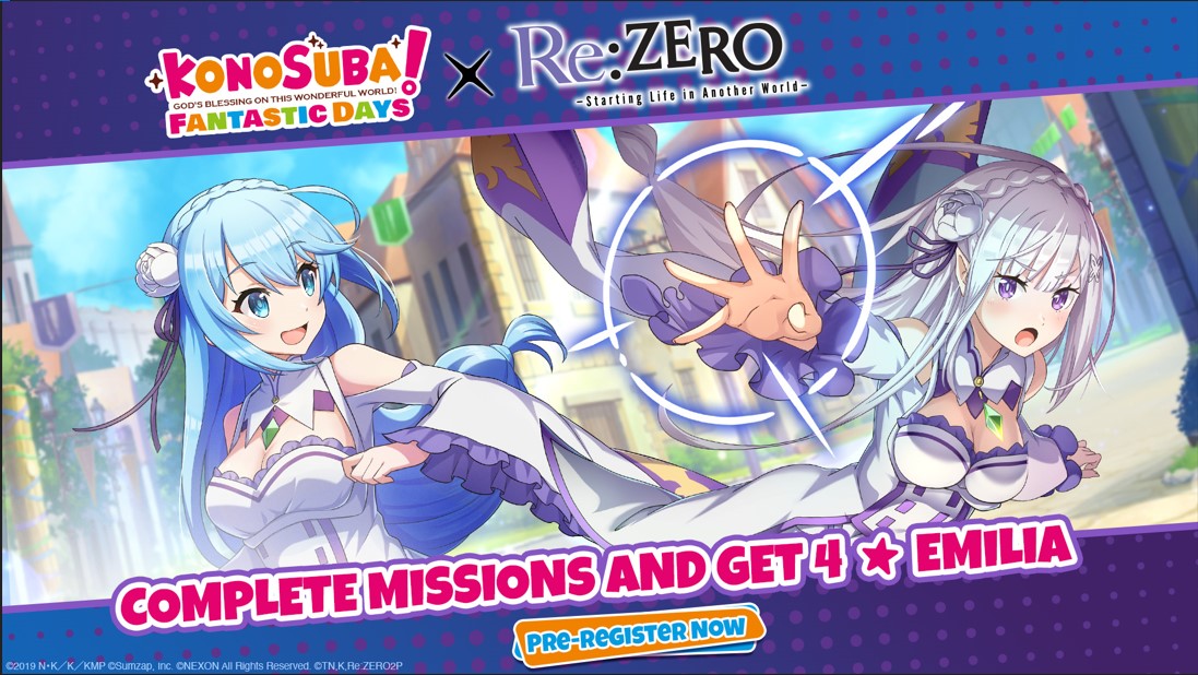 KonoSuba: Fantastic Days celebrará un evento colaborativo con Re: ZERO