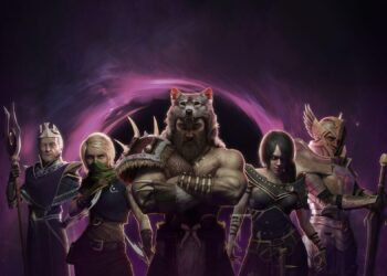 Portada de Last Epoch donde se ven cinco personajes de este juego de rol estilo Diablo.