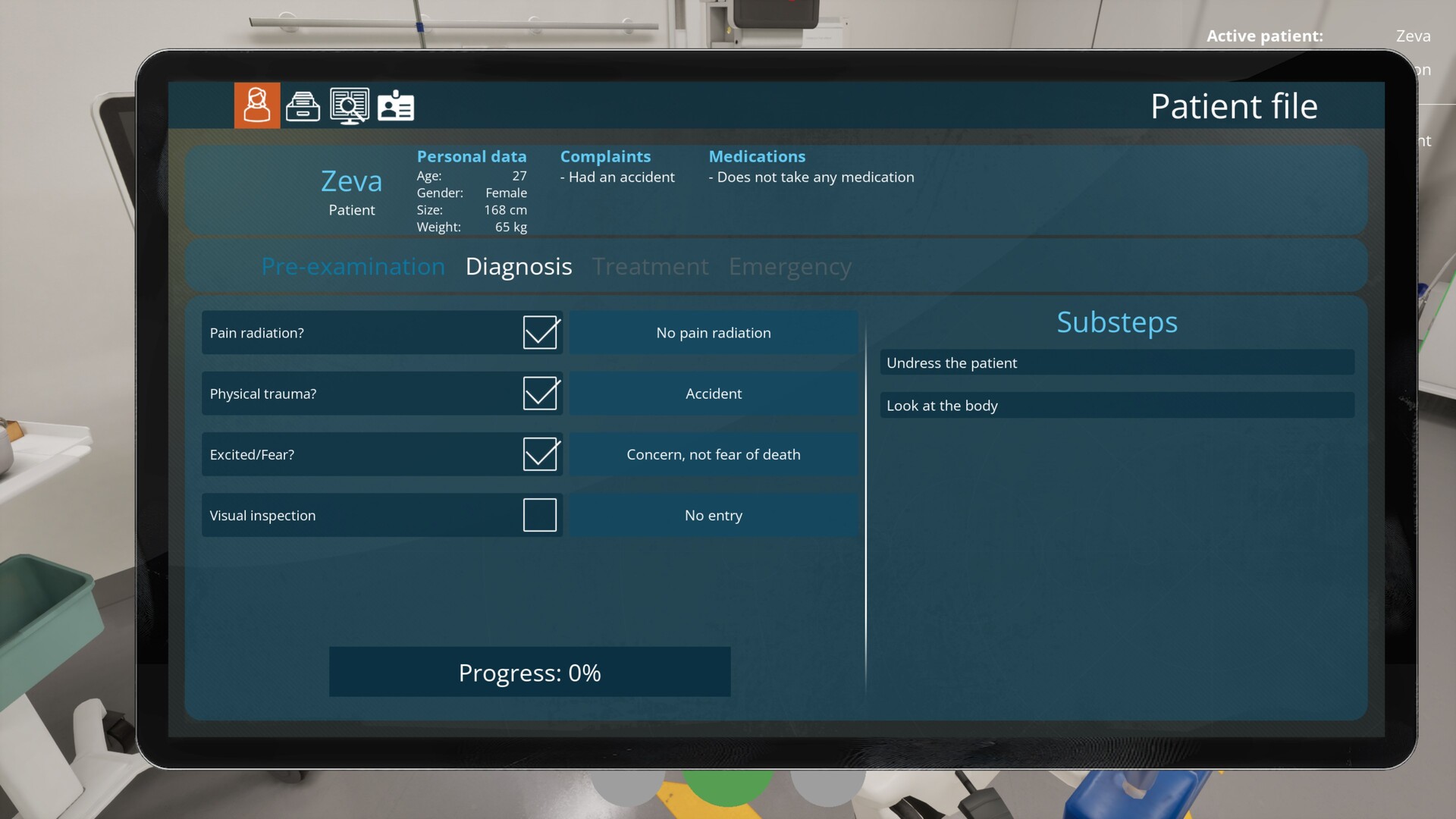 Emergency Room Simulator ficha paciente